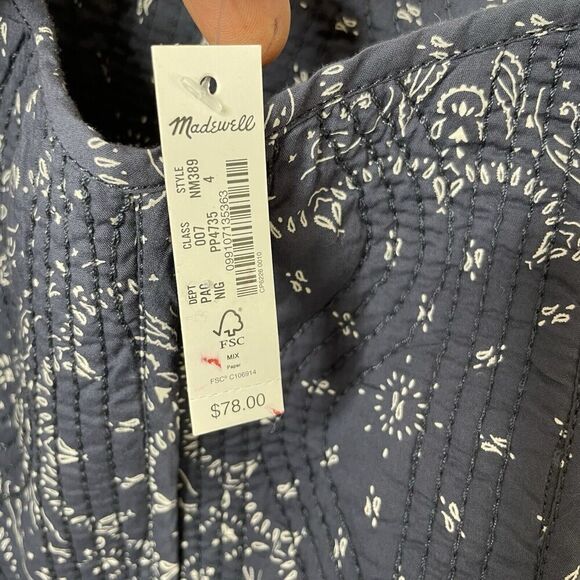 MADEWELL Top Women 4 Quilted Sweetheart Crop NEW Blue Bandana Print NM389 - Picture 16 of 16